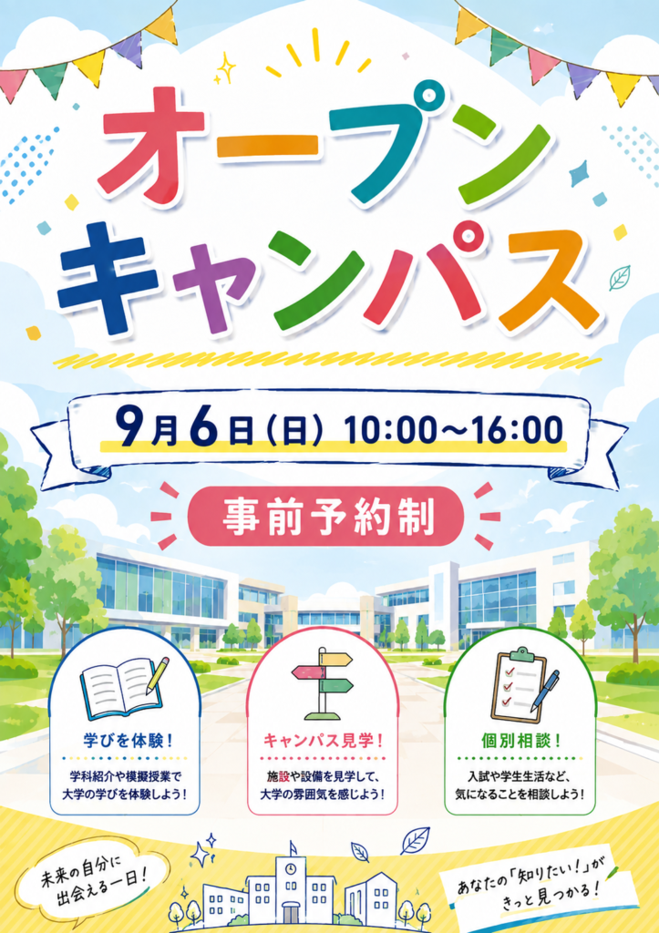 日付を9月6日に修正したオープンキャンパス告知画像